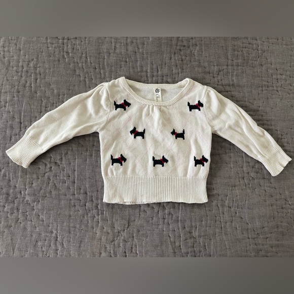 Cherokee Other - Vintage Cherokee Cream Sweater Scottie Dogs Pink Argyle 12 Months 100% Cotton